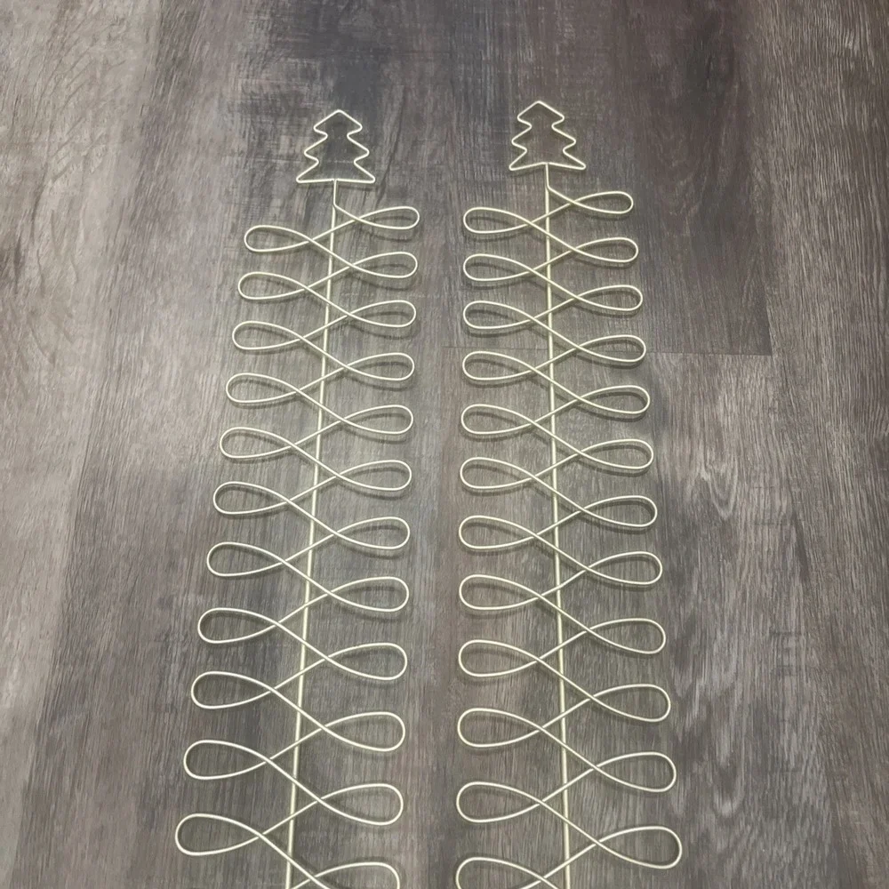 2-Vintage Metal Holiday Card/Photo Holder Goldtone Wire Wall Hanging 24